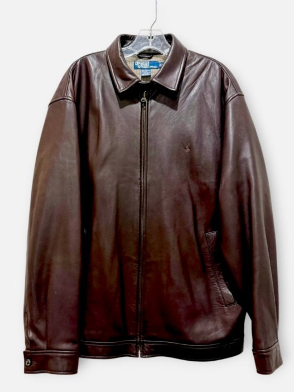 Polo Ralph Lauren The Bayville Leather Jacket in Bison Brown Size L